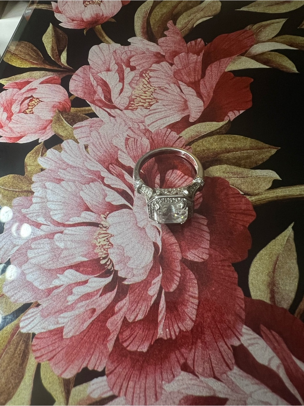 Sterling Silver Clear Cushion-Cut Statement Ring - Women's Jewelry